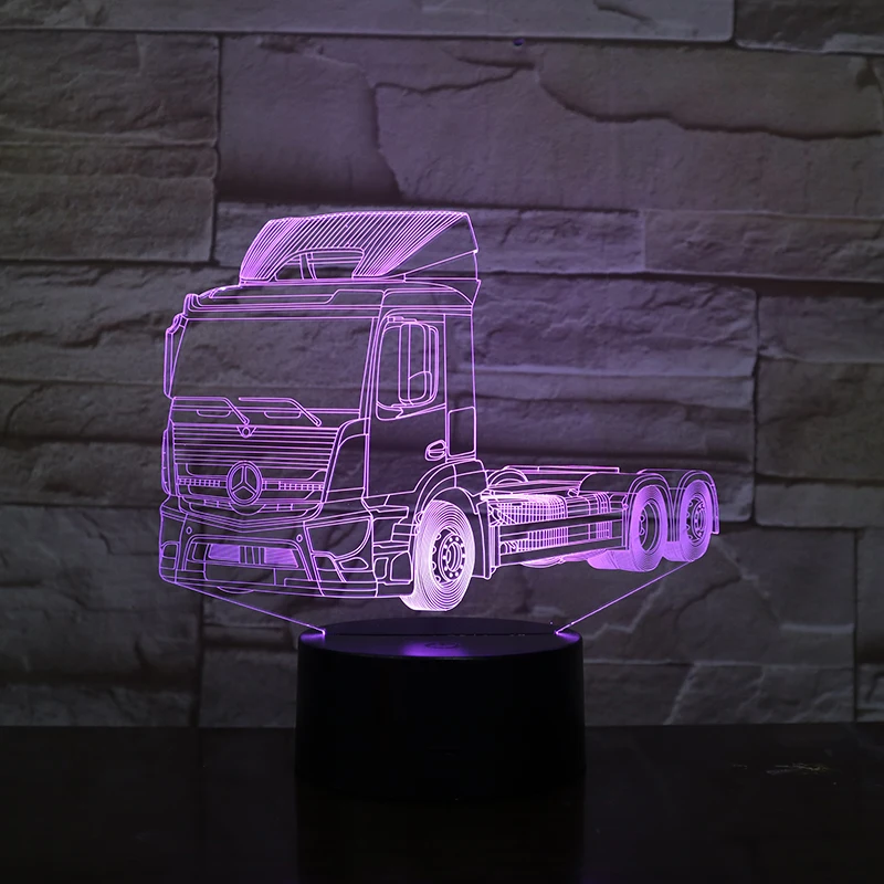 Bedroom Decorative 3D LED Visual Lamp USB Battery Acrylic 3D LED Night Light Table Lamp Truck Shape 3D Light for Children Gift
