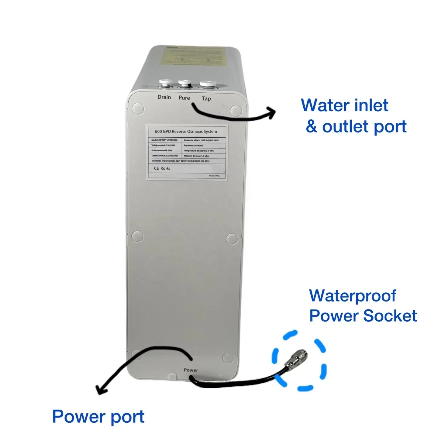 Fast flow rate 600 GPD Alkaline RO Water Tankless RO Water Filter System Undersink Filter with Lifetime Reminder for Home Use