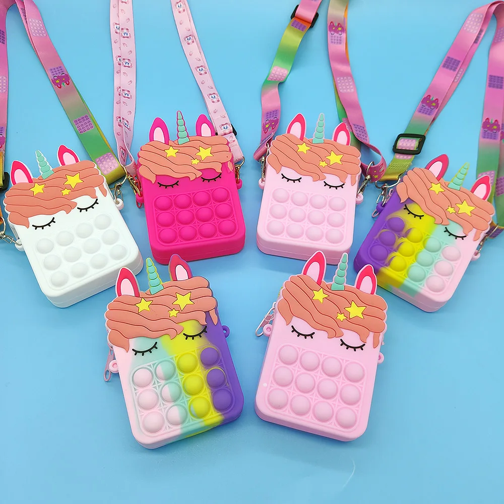 Factory Wholesale Silicone Bag Bubble Popper Toy Handbag Shoulder Bag Purse Case Fidget Pop Bag