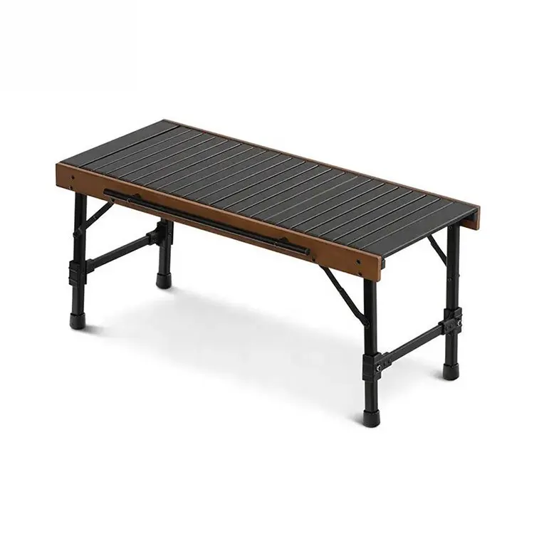 Korea Portable Outdoor Picnic Foldable Table Camping Aluminum Alloy Wood Table For Picnic BBQ