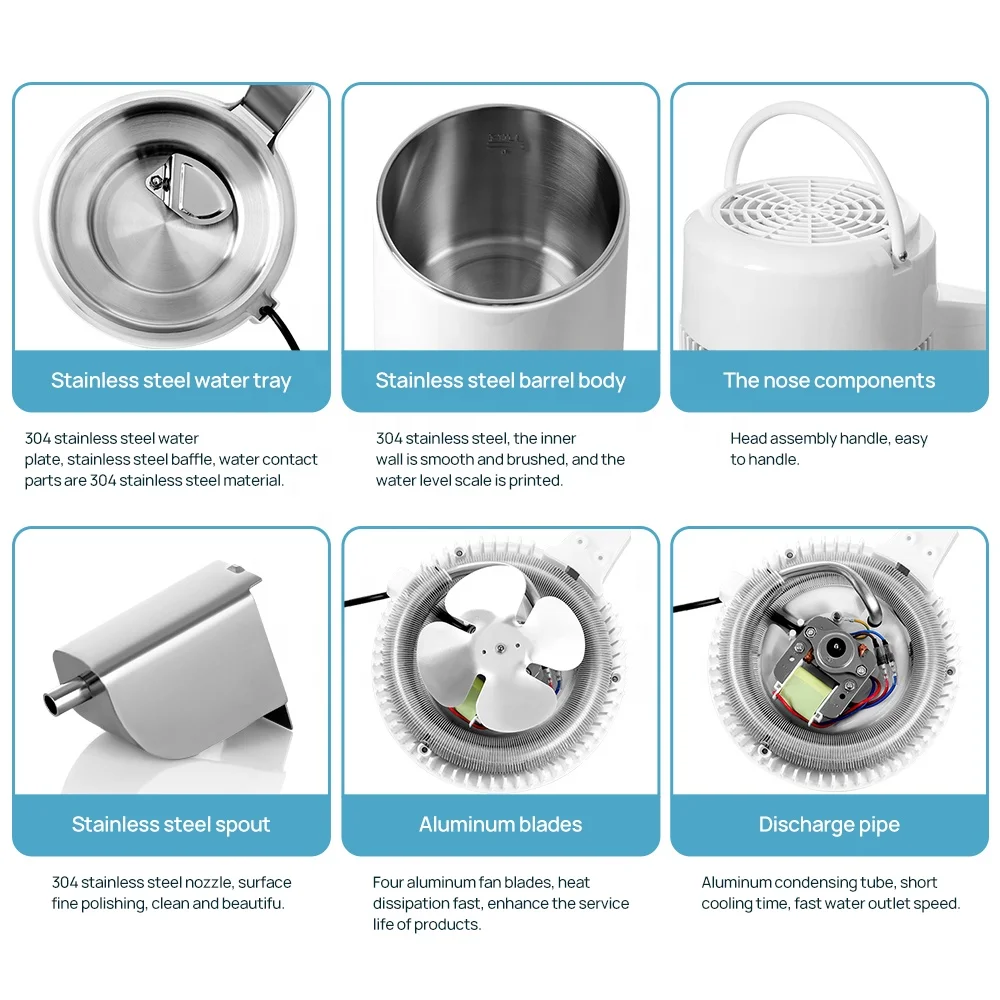 OEM  1L/H Efficiency Home Water Distiller with 4L Plastic Bucket