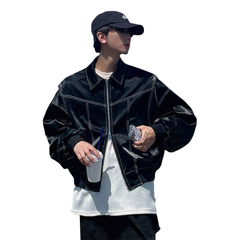 Sunnydaysweety Manufacturer Well Made American Cowhide Zipper Jacket Cropped Work Jacket for Mens