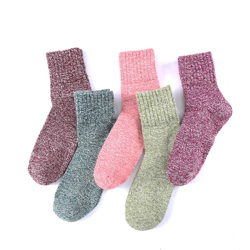 2024 Winter Knit Casual ladies Crew crazy socks Female Plain Woman Wool Warm Fuzzy socks for women