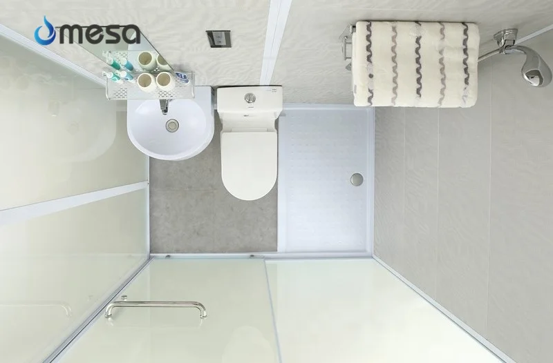 Modular all in one bathroom pod toilet and shower cabin prefab bathroom unit with fabric glass