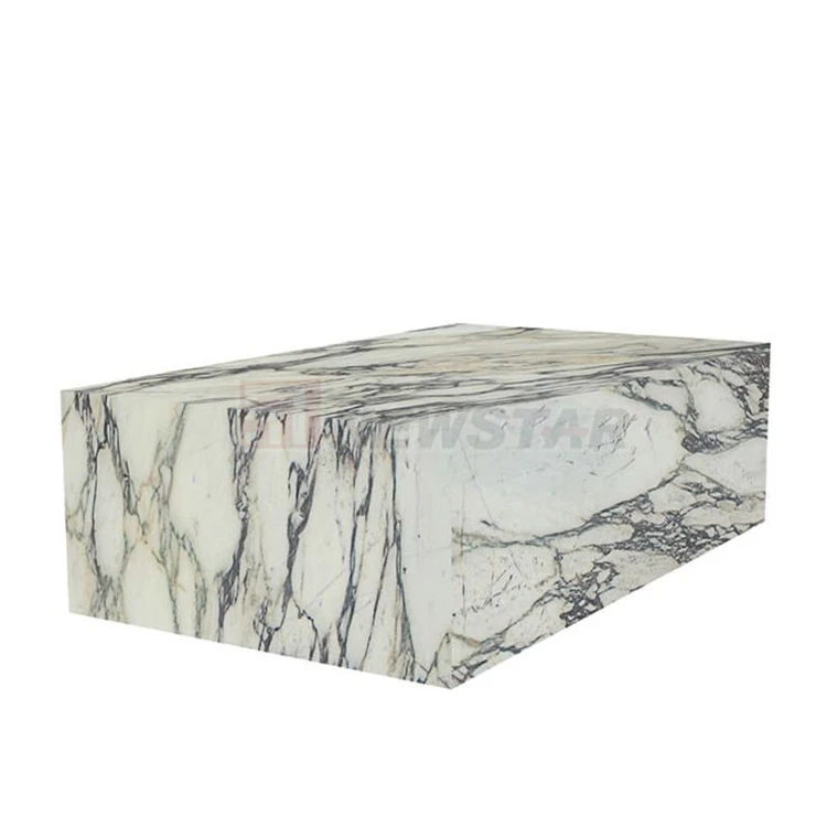 Newstar Luxury Italian Calacatta White Arabescato Corchia Plinth Carrara Cube Living Side Table Arabescato Marble Coffee Table