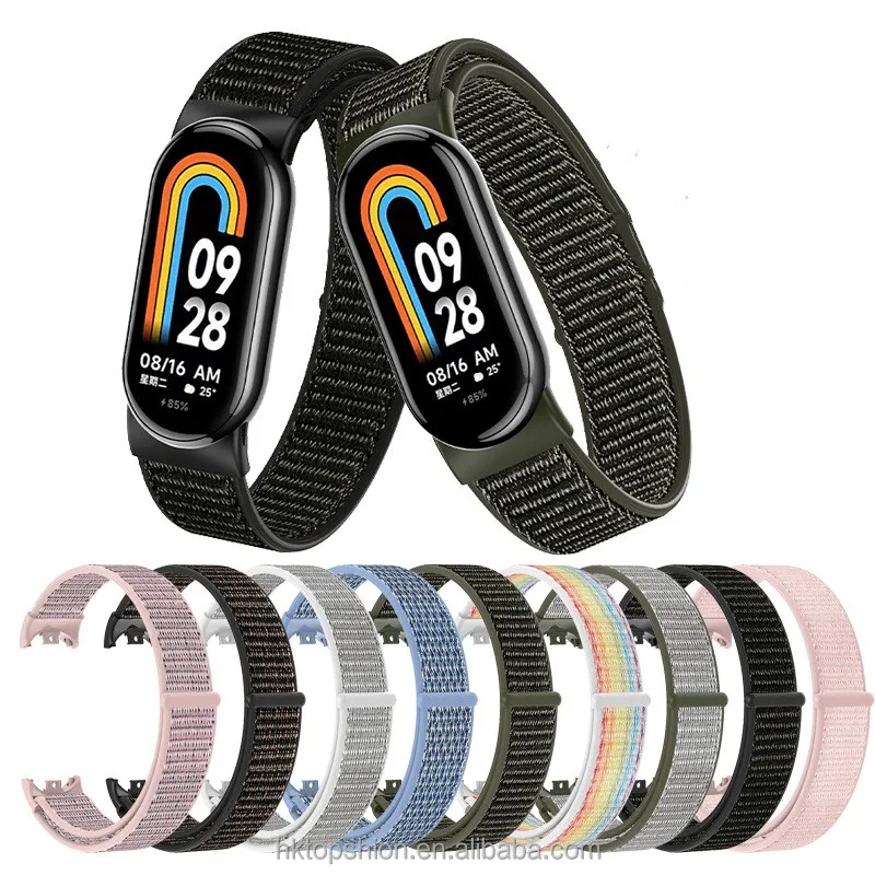 Nylon Band Compatible with Xiaomi Mi Band 8 Soft Adjustable Sport Loop Wristband Replacement Strap for Mi Band 8