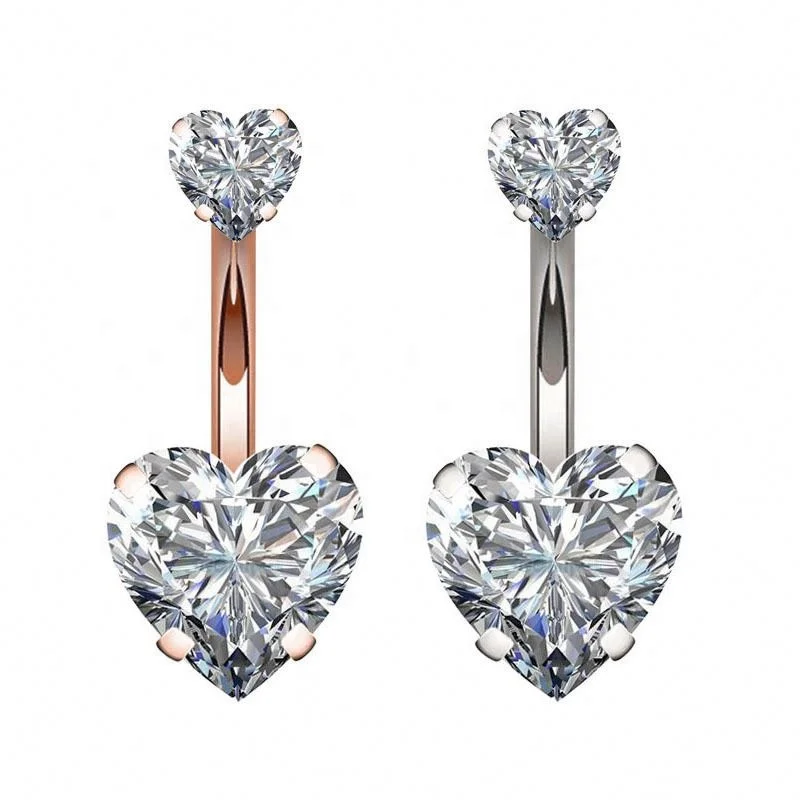 Quality Choice Navel Piercing Rings Nombril Belly Button Rings Double Heart Belly Piercing