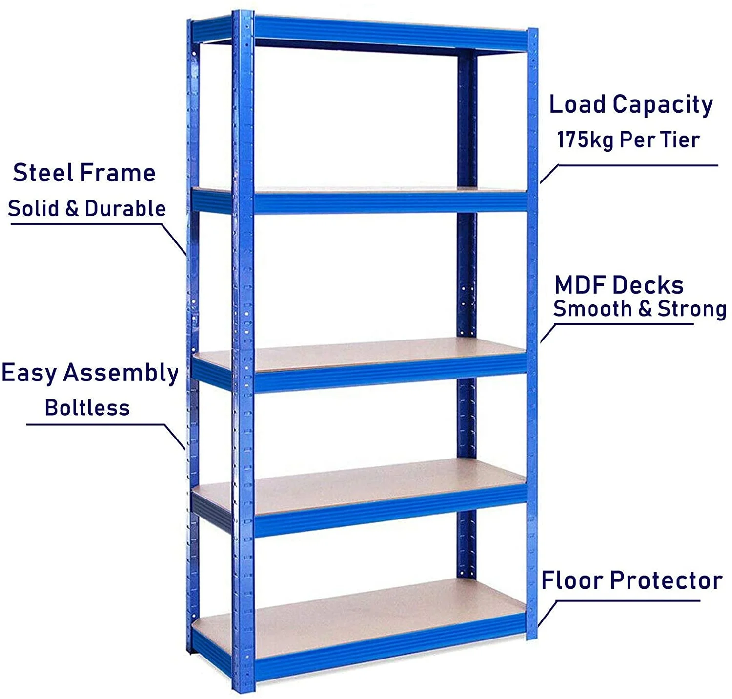Garage Shelving 5 Tier Boltless Storage Racking Shelves Unit Metal Warehouse Shelving Heavy Duty Storage Shelves