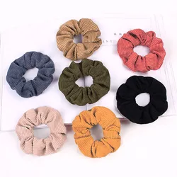 Hot style corduroy scrunchies autumn/winter stripe solid color fur scrunchie