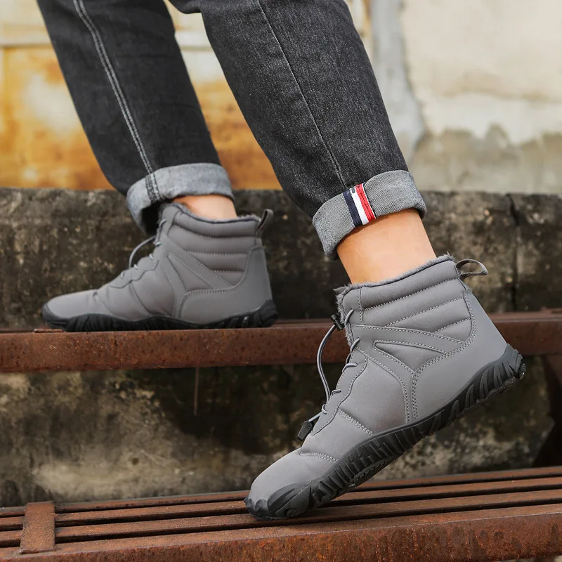 2024 New Couple Plus Velvet Climbing Shoes Snow Boots Five-finger Barefoot Non-slip Hiking Cotton Shoes