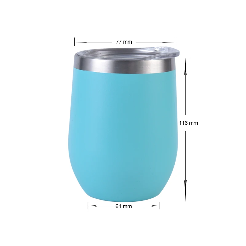 Hot BPA Free stainless steel tumbler 12 oz egg shape wine beer tumbler cups powder paint double wall water bottle drinking cup