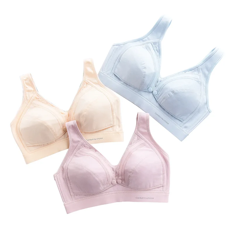 Supplier front buckle 100% cotton lining thin nursing breastfeeding bra 4XL sleeping breastfeeding vest tube top maternity bra