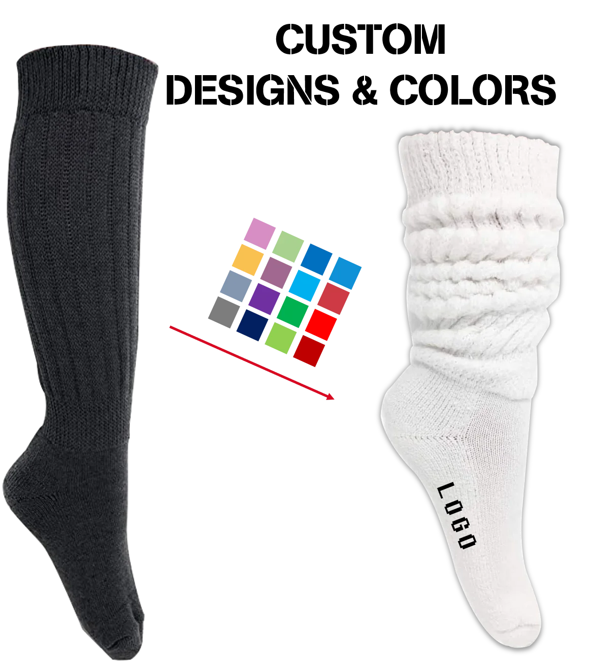 Custom logo extra long heavy cotton scrunched socks warm slouch socks for women