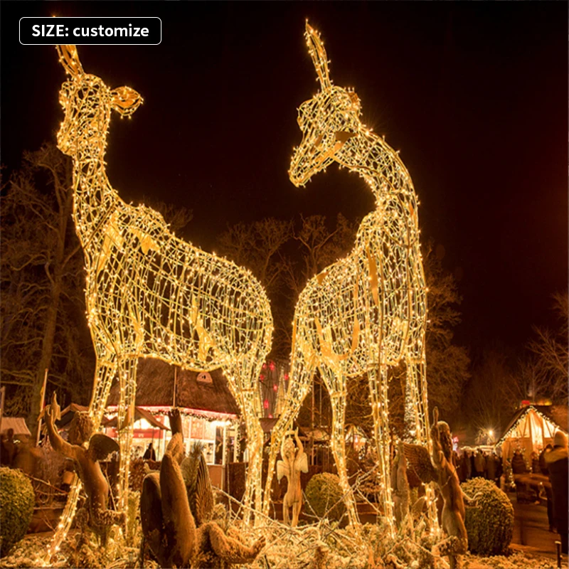 Custom Design Christmas Outdoor Light Show Street Motif Deer Motif Light Outdoor Christmas Decoration Carriage Motif Lights