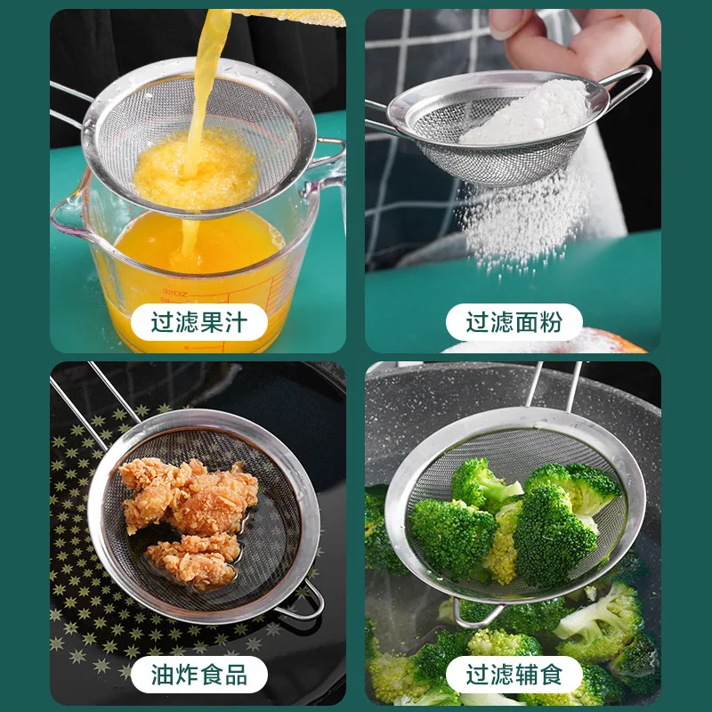 8cm Stainless Steel Mesh Strainer Kitchen Tools Accessories Strainer With Mesh Metal Strainer Colander