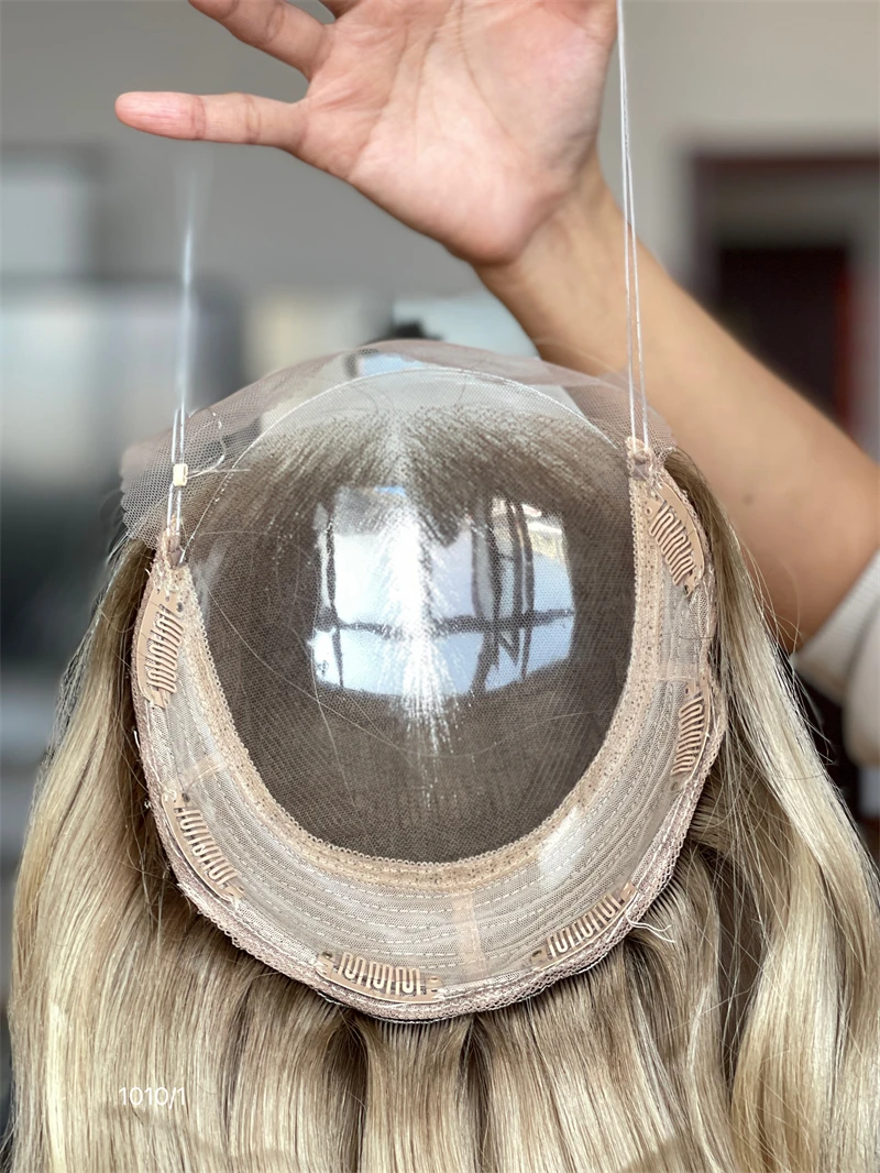 New Design Virgin Hair 8*8 Lace Front Topper 16inch Mini Wig Glueless Ready To Wear For Thinning Hair Women