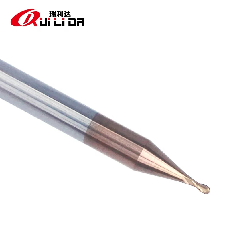 RLD high quality HRC55 2 flutes  ball nose 1mm end mill R0.5x50mm cnc milling cutter for steel
