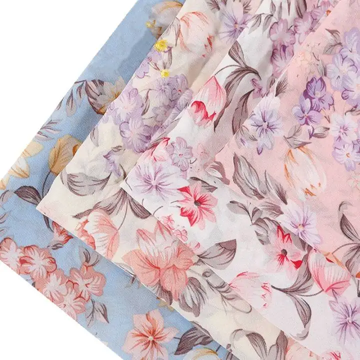 Ultra-thin Chiffon Printed Fabric Super Light Polyester Fabric For Women Dress Underwear