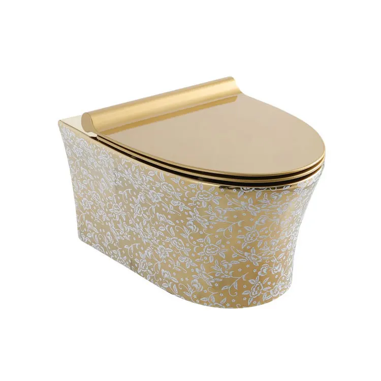 Gusure дизайн санитарной посуды Clomessenger Baghsolid Colorotote pouqing керамический унитаз цельный настенный монтируемый золотой 1