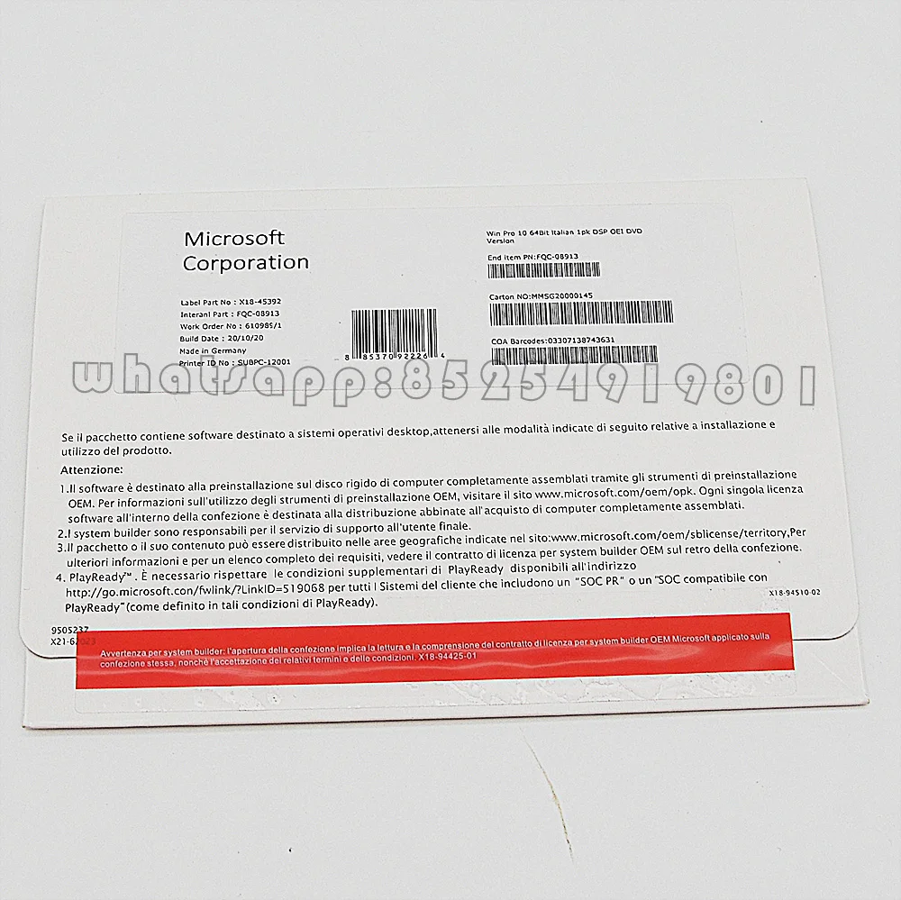 Microsoft Windows10 дома 64 бита DVD ОЕМ упаковкой win10 Лицензия ОЕМ/КоА активации онлайн