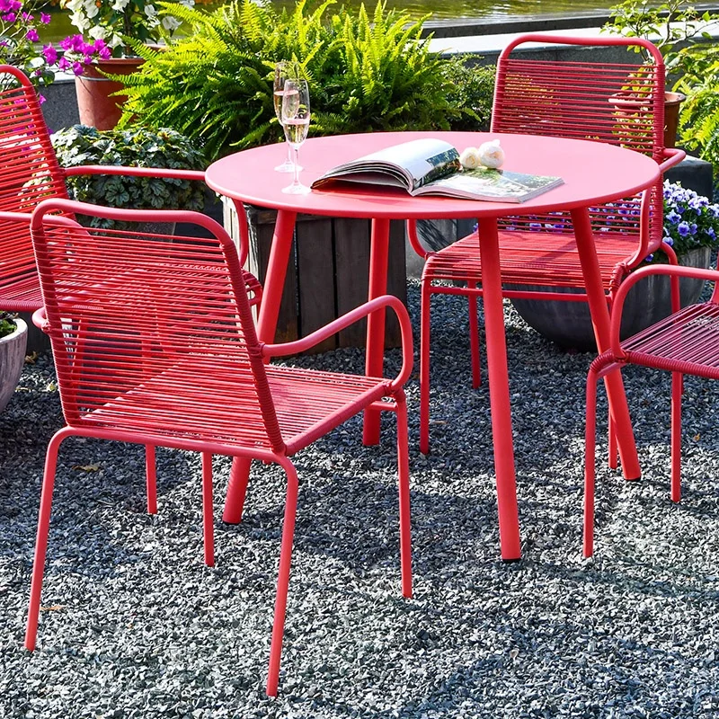 
ARLES Red Outdoor Restaurant Cafe Stackable French Dining Chairs for Restaurant Dining 