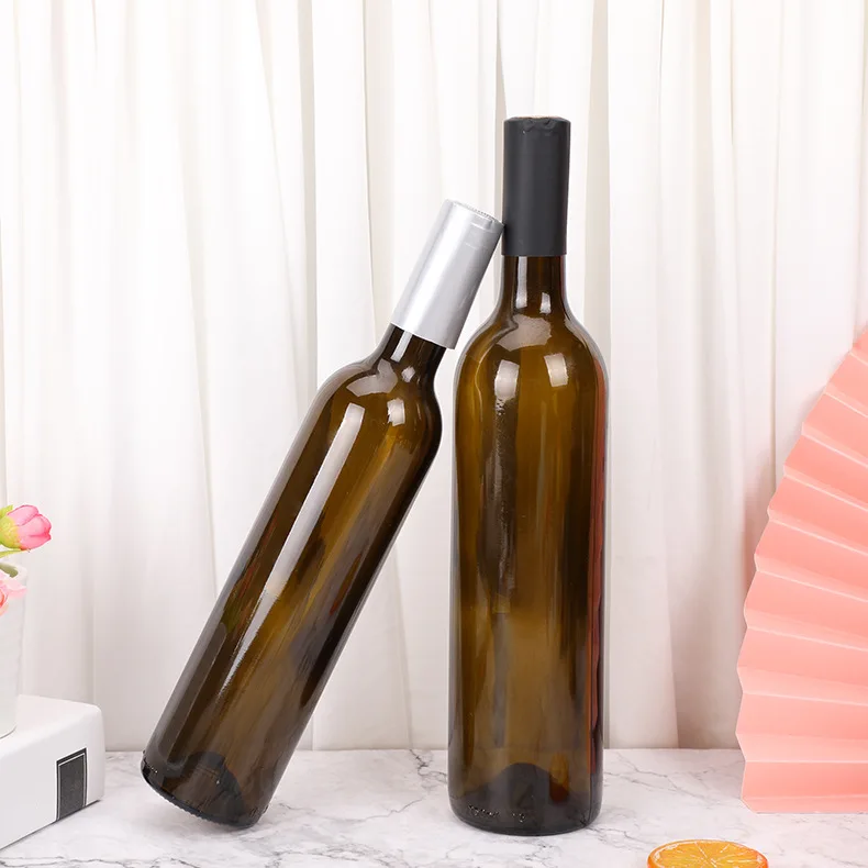 Большая 375 мл 500 янтарная Botella Vino стеклянная бутылка для вина Ambar Botellas Vidrio 750 Licor с пробкой