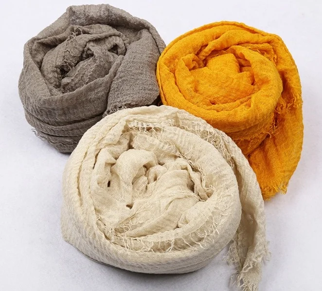 Cheap Promotional Gauze Crinkle Pashmina Scarf with Fringe