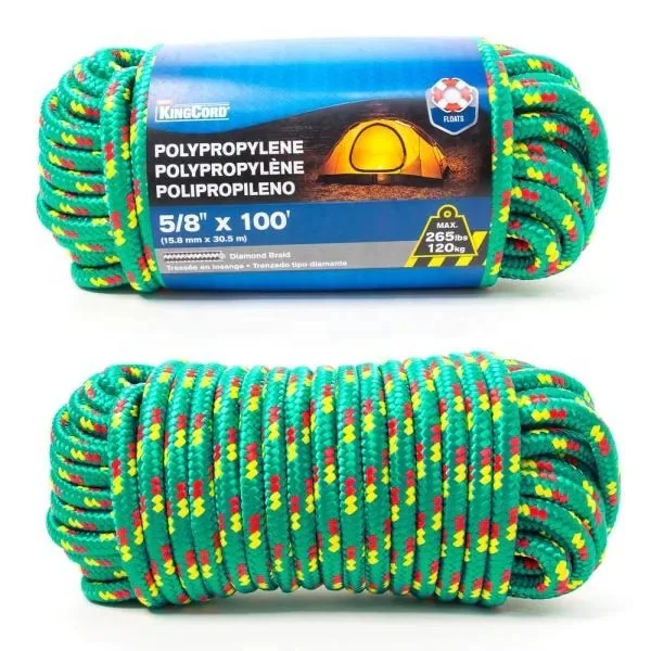 High strength Double Polyester 16mm PP PE Nylon Braided Rope for sale