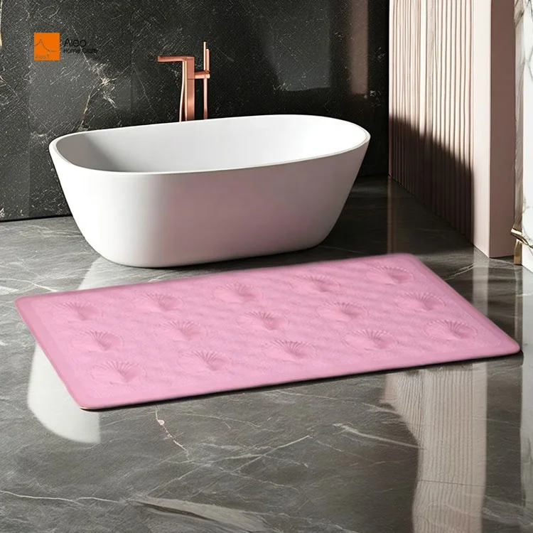 Soft White Mini Half-Natural Rubber Bath Mat Custom Japanese Design Eco-Friendly Waterproof Anti-Slip Safety Shower Mat New