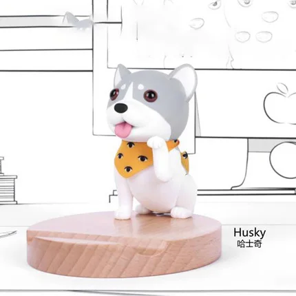 Doggy Cute Cartoon Bull Terrier Wooden Wood Dog Phone Holder