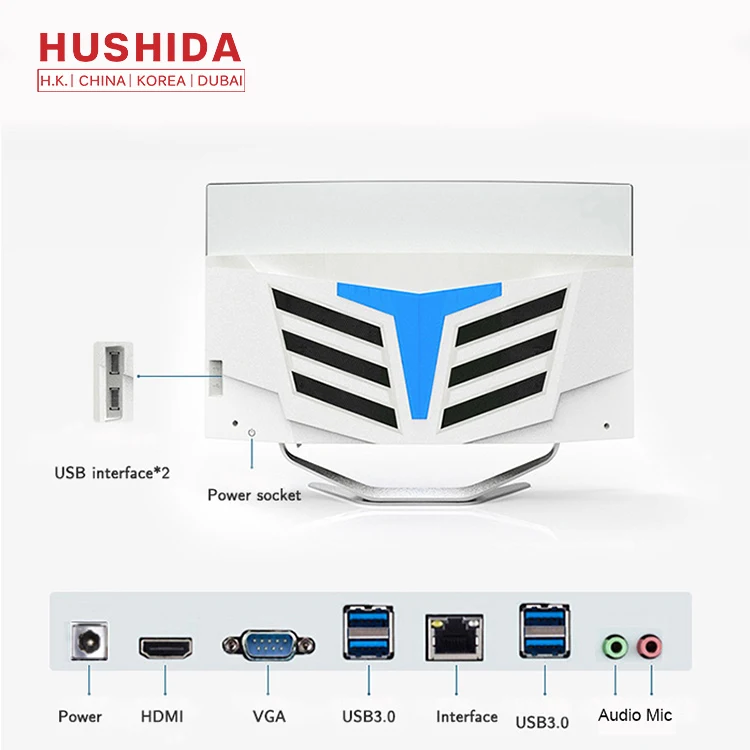  Hushida 27 дюймовый изогнутый экран моноблок 4th Gen I7 4G 128G Бизнес-все в одном настольный