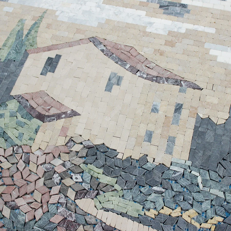 Custom Handmade Marble Stone Mosaic Murals Art Pattern Design For Kitchen Dining Living Room Wall Hotel OEM Project
