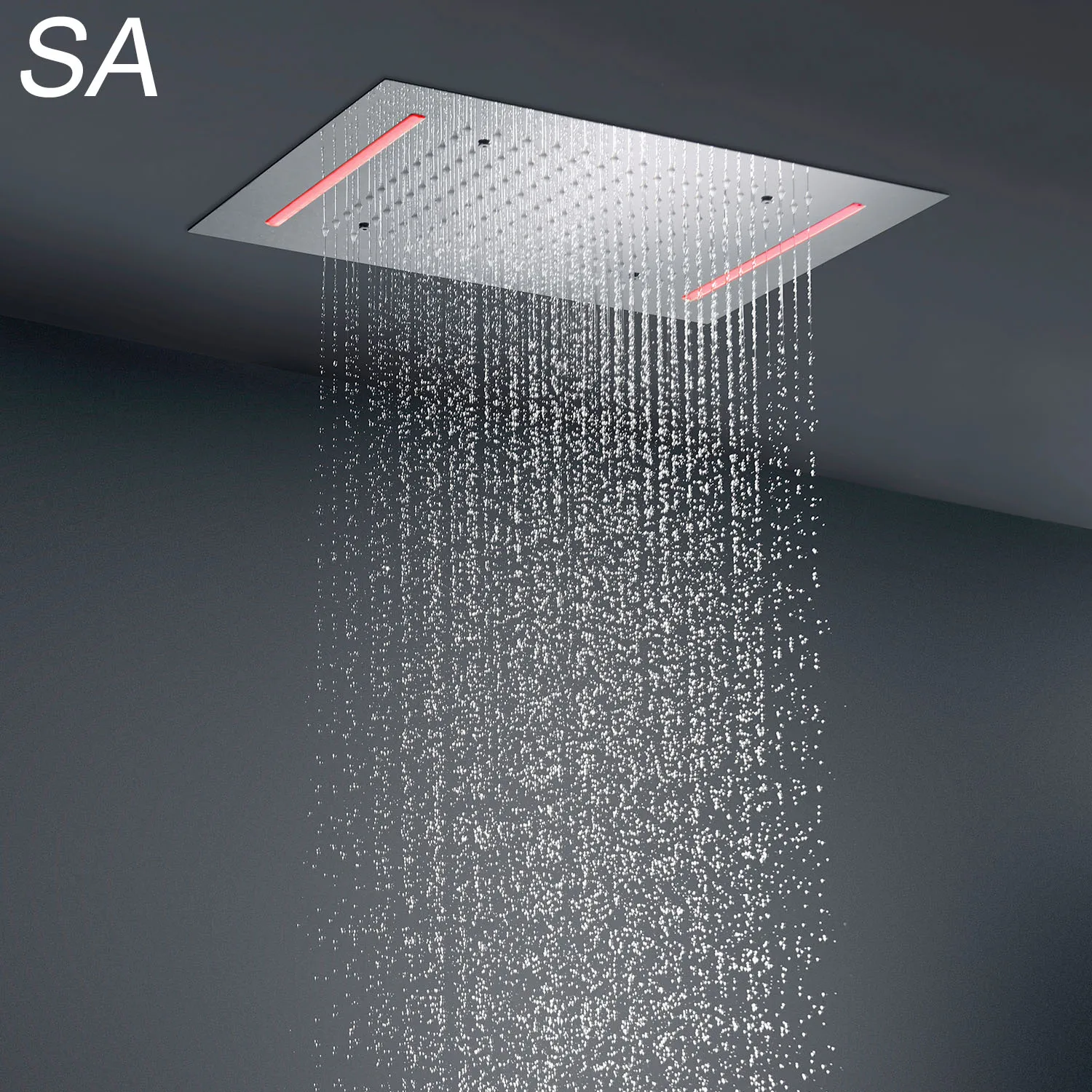 2022 Guangzhou Salina Hot Sell 3 Functions Large 16 inch Bathroom LED Lighting Ceiling Embedded Rainfall Sprayer Shower Heads