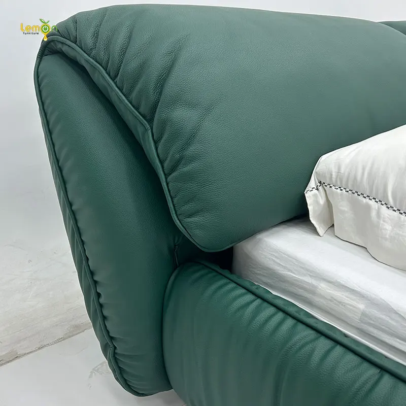 Elephant ear leather bed modern light luxury style master bedroom double villa high-end customized 1.8 bed