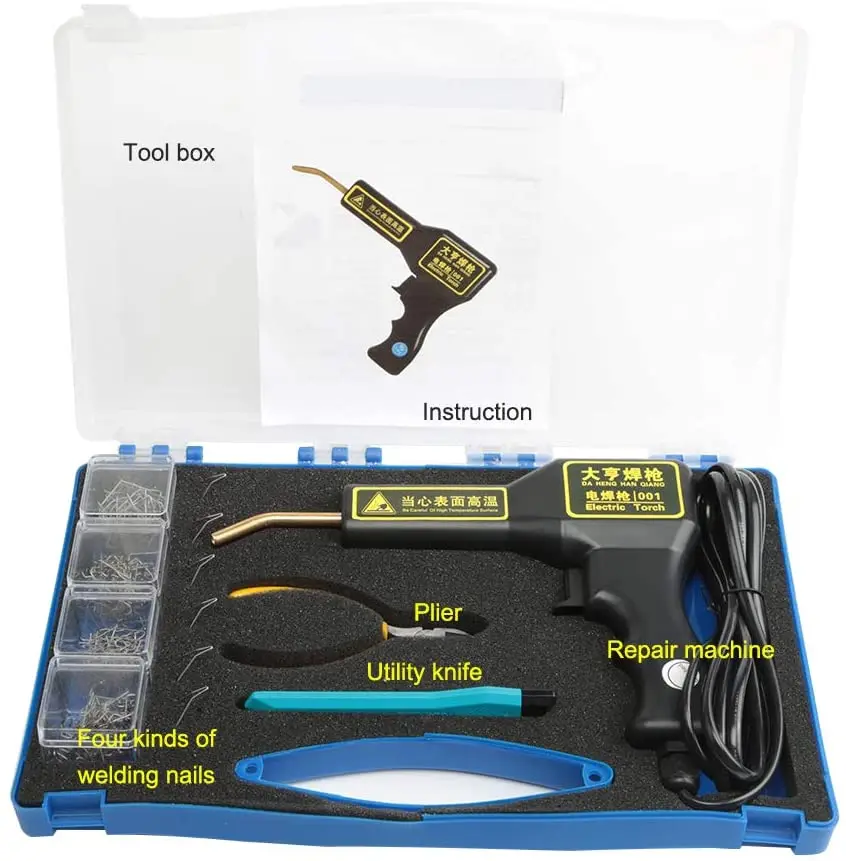 Plastic Bumper Fender Fairing Weld Gun with Staples and Hot Stapler Auto Bumper Repair Tool Auto Repair Kit Car Stapler