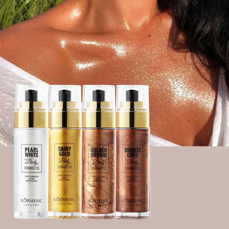 KORMESIC OEM Custom Private Label Face Highlighting Body Shimmer Oil Bronzer Highlighter Liquid Setting Spray Illuminating Oil