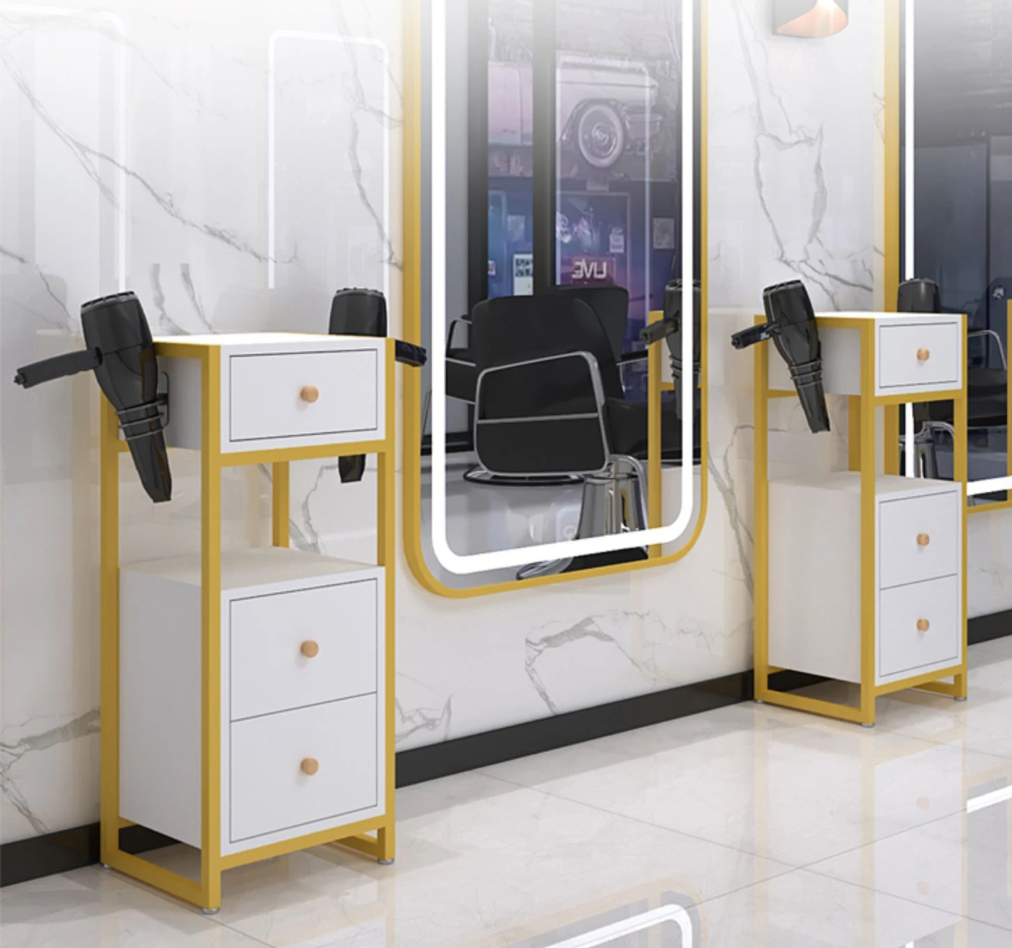 Hair Salon Equipment Furniture Make-up Hair Dressing Shop Salon Trolley Cabinet white gold trolley for beauty machine