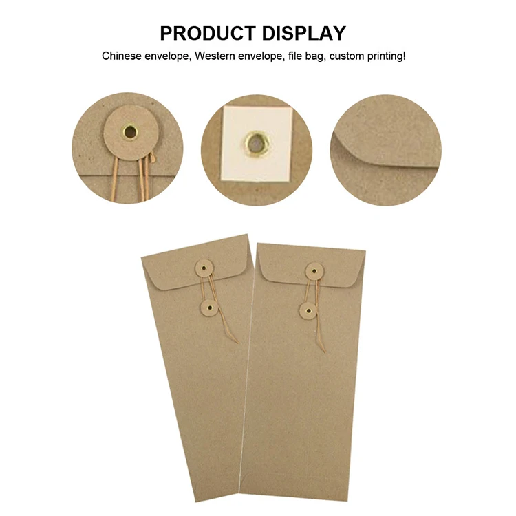 2023 Hot sale Paper Kraft Envelope With Button and String Closure