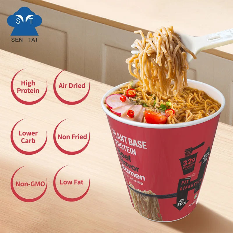 High Protein Keto Friendly Vegan Non-GMO Kosher Low Carb Plant-Based Noodles Beef Flavor Cup Noodles