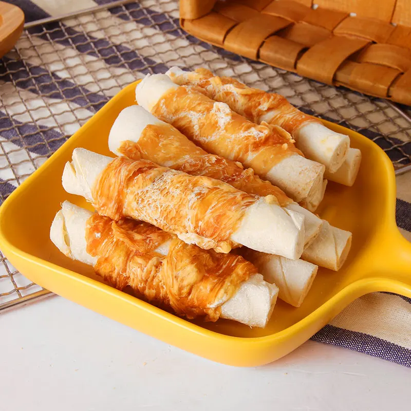 Pet chew Rawhide molar stick wrap chicken snack tooth cleaning training reward food treats for dog