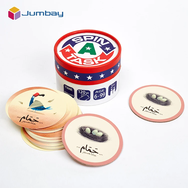 Custom Logo Print Kid Card Game Paper Playing Cards For Kids With Round Holder