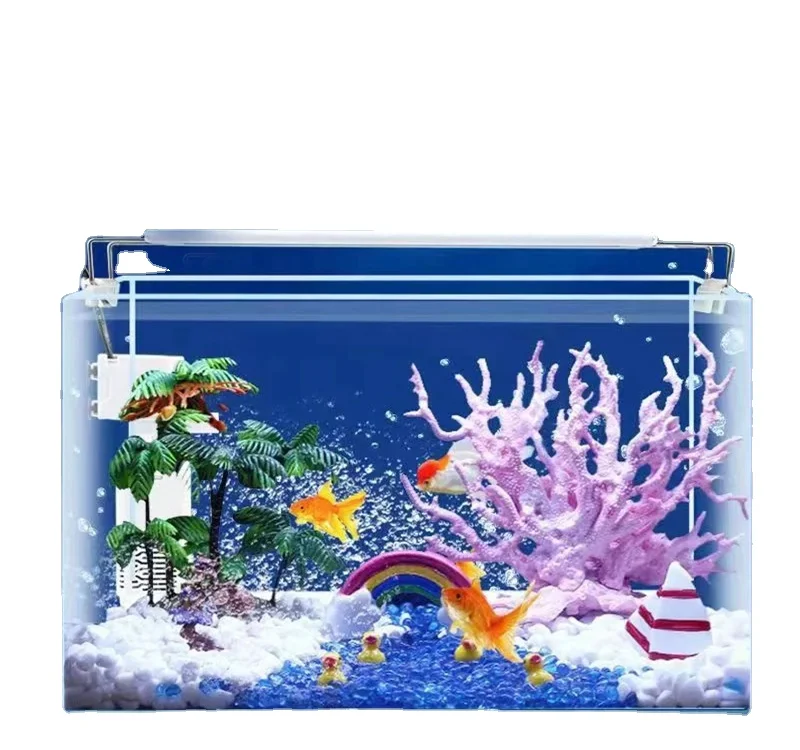 rectangle small acrylic fish tank glass Aquarium with fllter and LED lighting Jelly fish Aquarium fish tank with digital screen