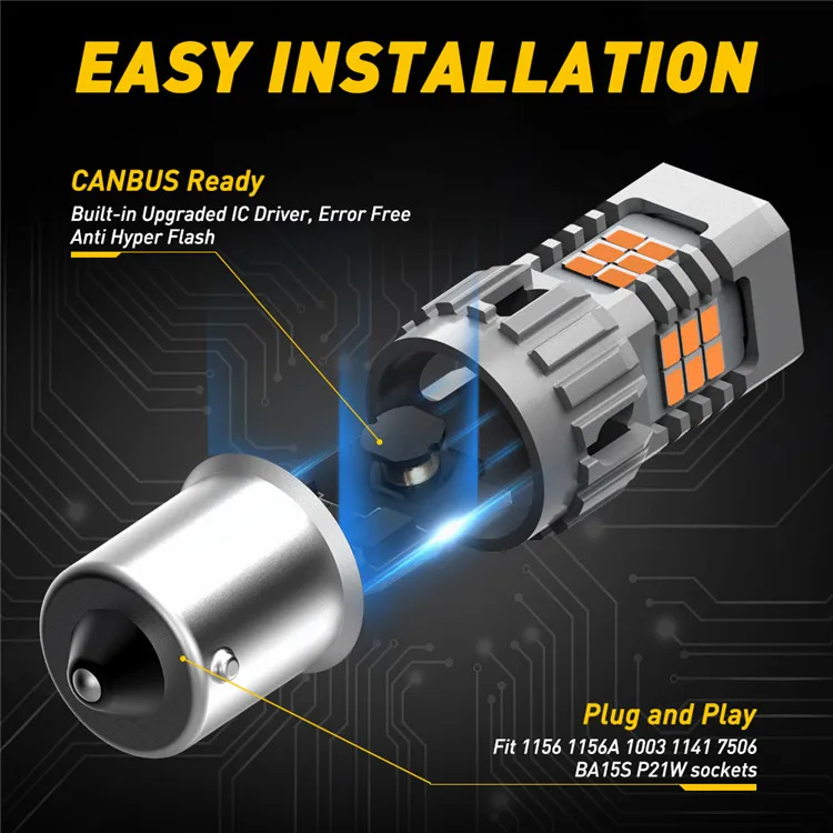 Can-bus 24SMD 3020 автомобильная светодиодная лампа T20 7443 1157 BAY15D 3157 1156 S25 3156 LED DRL указатель поворота боковых