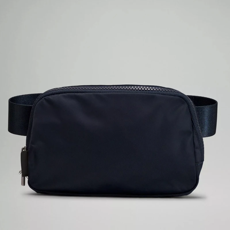 Custom Logo Unisex Nylon Fanny Pack Waist Belt Bag Vintage Box Pattern with Zipper Closure for Outdoor Sports Travel Running