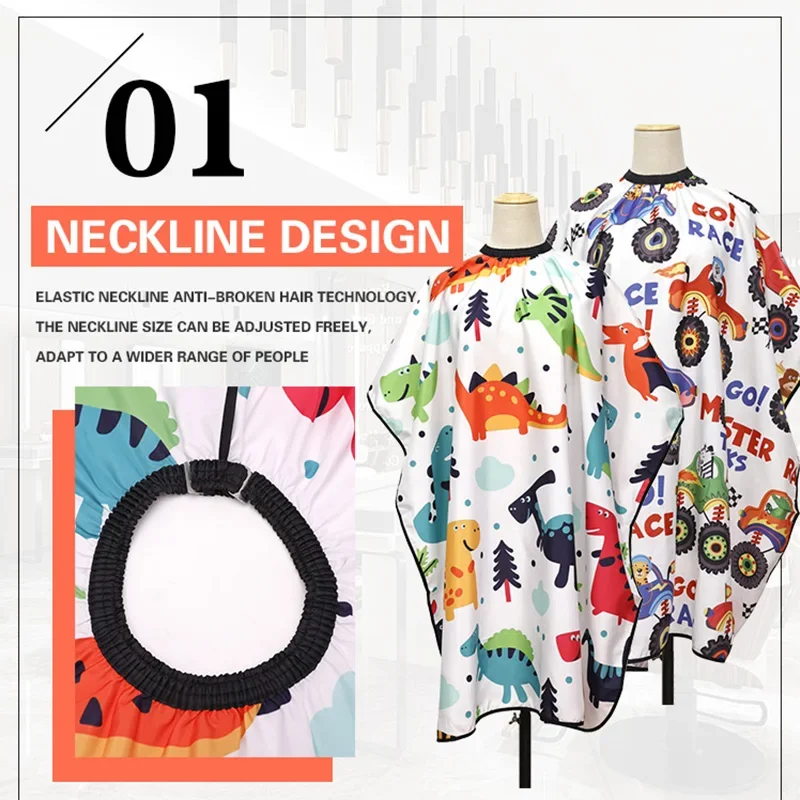 Eco-Friendly Cartoon Pattern Kids Capes Hair Cut Waterproof Polyester Pongee Cloth Barber Shop Styling Tool Hairdressing Salon