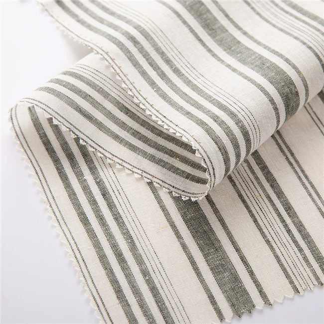 
Modern Design Green and White stripe fabric Linen and Rayon Fabric 