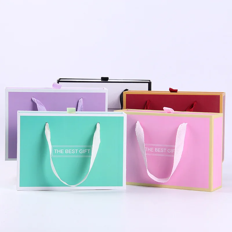 Custom Printing Hard Rigid Cardboard Luxury Sliding Box With Ribbon Rope Gift Sleeve Drawer Box Packaging
