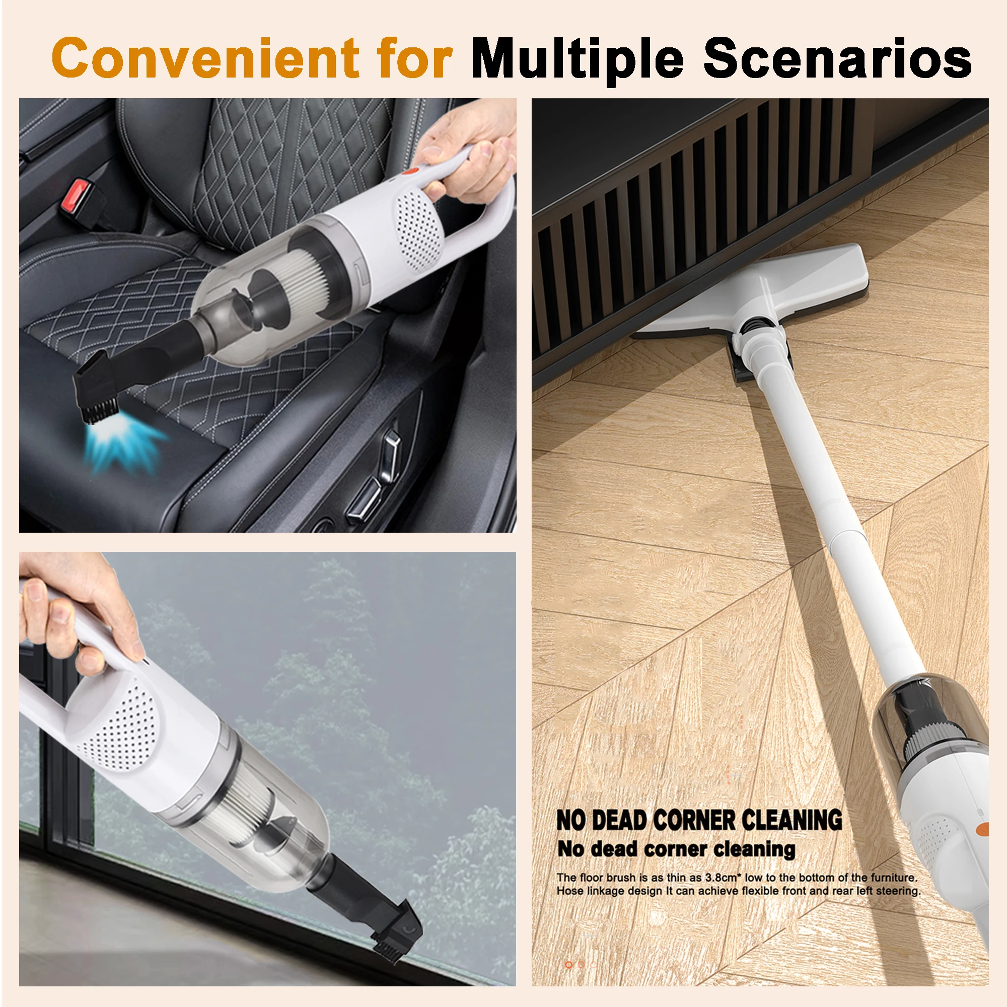 Powerful Suction Portable Cheap Price Vaccum Cleaner Battery Brush Motor Car Vacuum Cordless Rechargeable 12000PA 18V Dry 100W