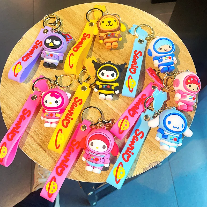 Small Gift Cartoon Sanrio Keychain Girl Toy Doll Bag Decoration Pendant Astronaut Keychain Car Key Decoration Rubber Keychain