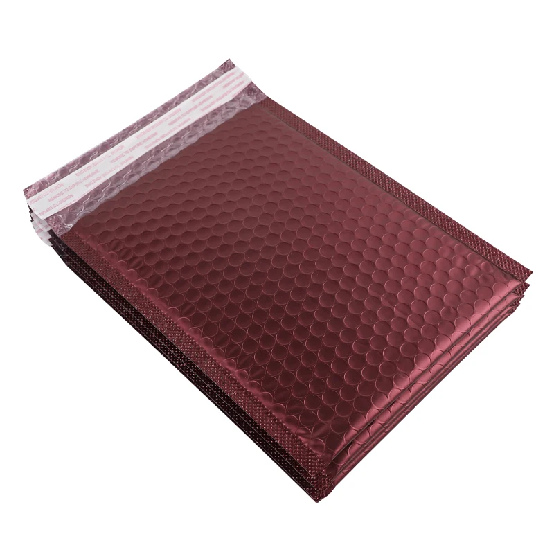 Eco-friendly Padded Envelopes Metallic Polymailer Shipping Packaging Mailer Bubble Red Wine Custom Bubble Mailer For Shipping